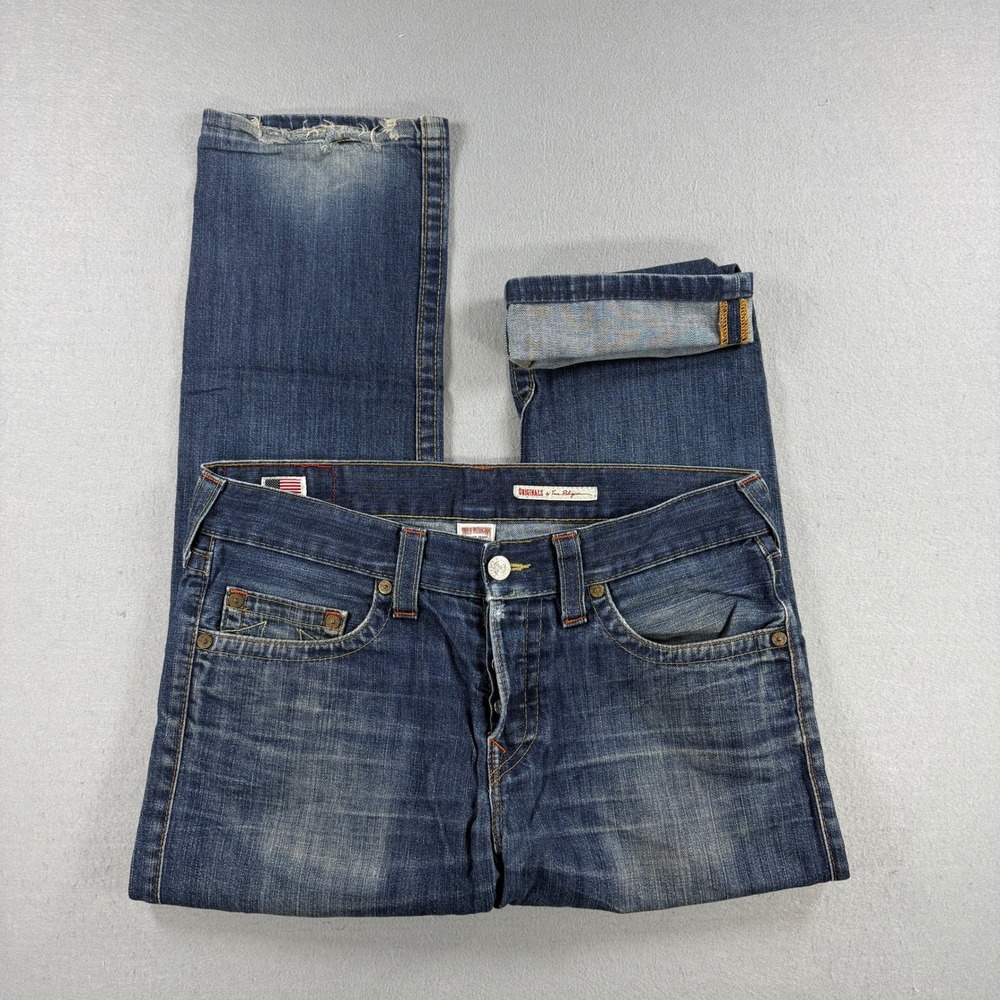 Vintage True Religion Geno Jean Men 34 Medium Wash Selvedge Denim Button Fly USA
